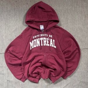 Jerzees University of Montreal burgundy zip up hoodie - M